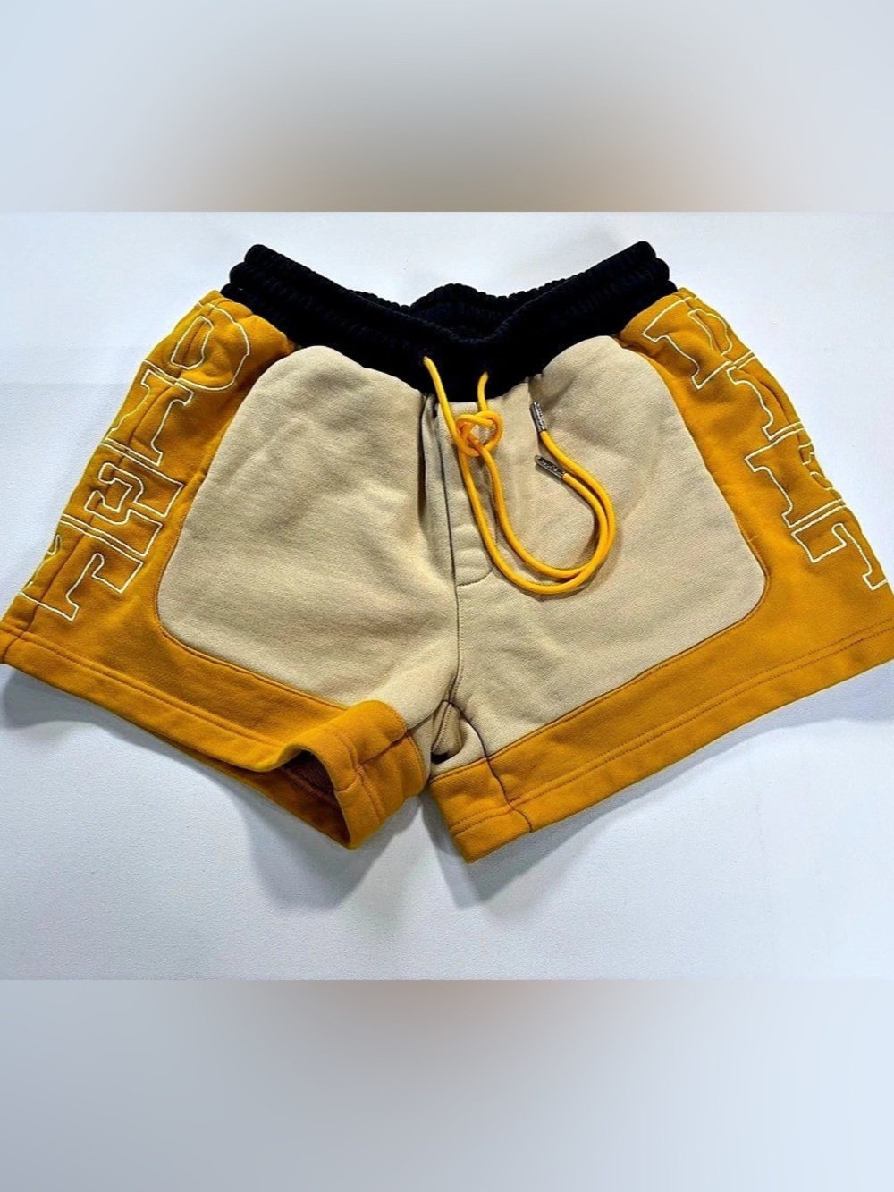 Diet Starts Monday Color Block Athletic Shorts in Yellow Size Small